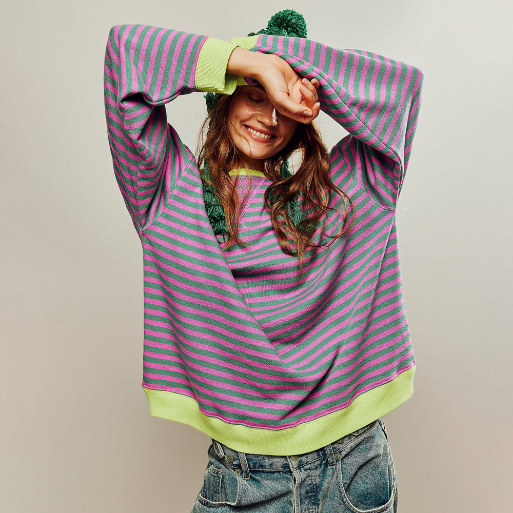 Autumn And Winter New Series Fashion Striped Loose Multicolor Sweater