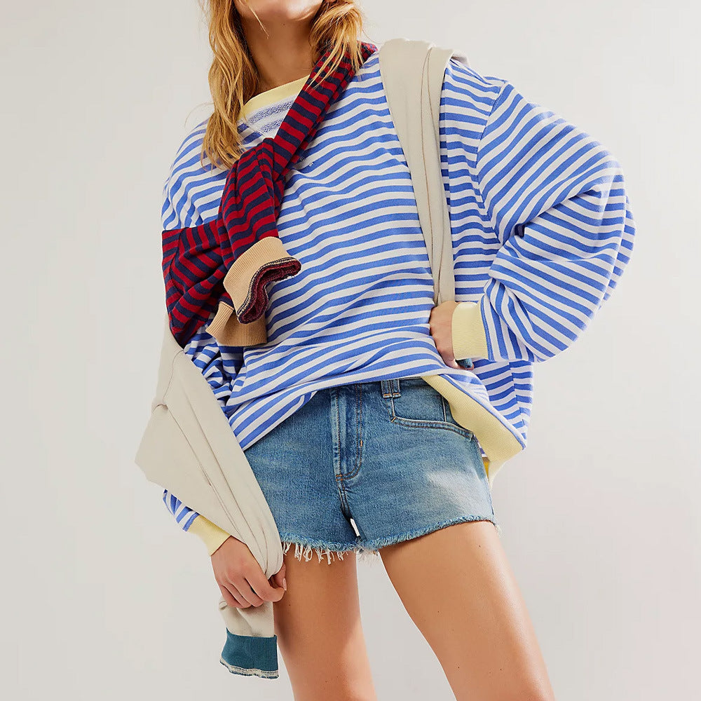 Autumn And Winter New Series Fashion Striped Loose Multicolor Sweater