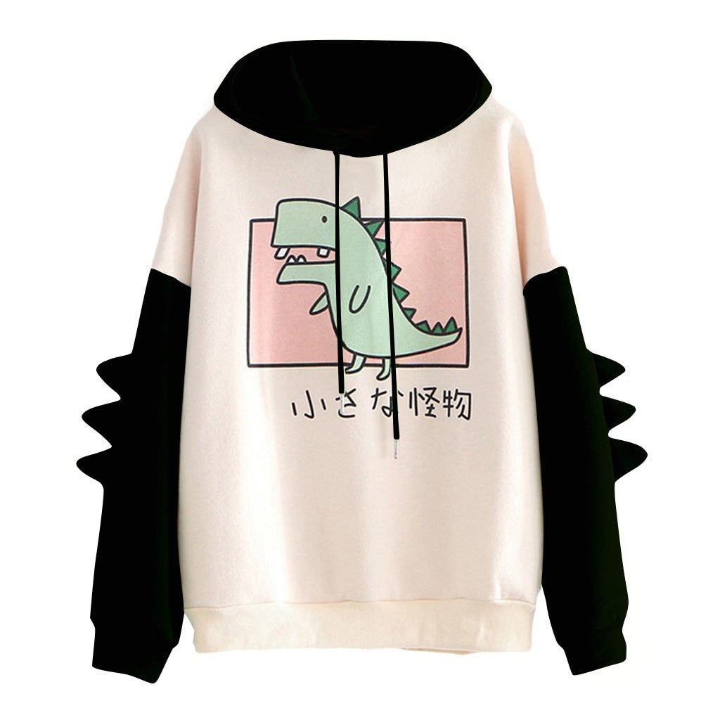 Cute Dinosaur Print Hoodie And Plush Sweatshirt