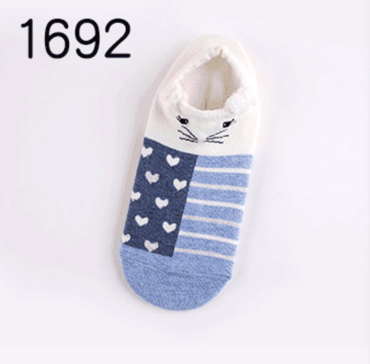 Cute Animals Cotton Short Socks Creative Cartoon Pure Socks Casual Funny Socks Spring Summer Fox Socks