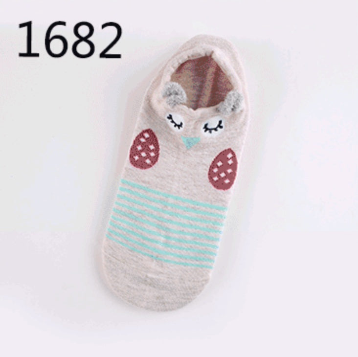 Cute Animals Cotton Short Socks Creative Cartoon Pure Socks Casual Funny Socks Spring Summer Fox Socks