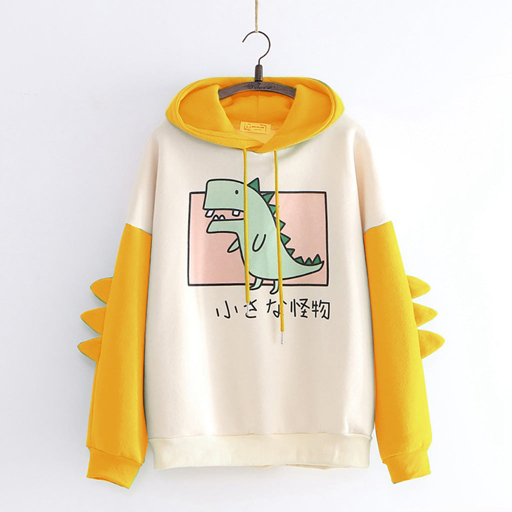 Cute Dinosaur Print Hoodie And Plush Sweatshirt