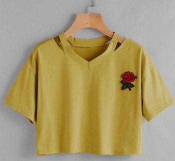 CROP TOP LA ROSE A MANCHES COURTES