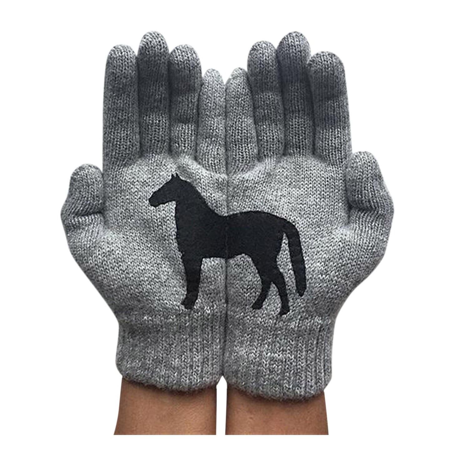 Dark horse print personality fun woolen gloves