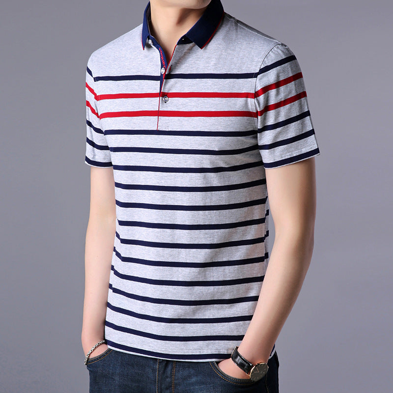 Youth Striped Casual Men's T-shirt Trendy Men's Clothing