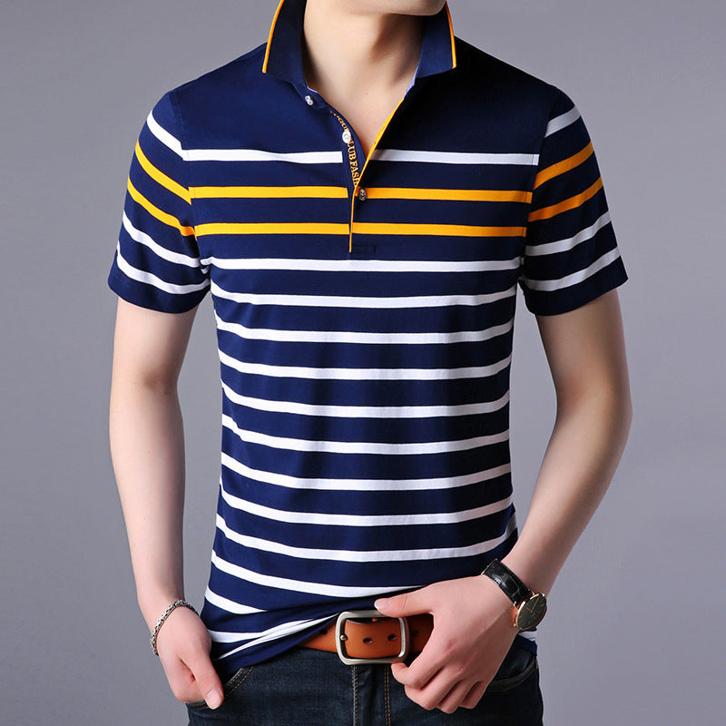 Youth Striped Casual Men's T-shirt Trendy Men's Clothing