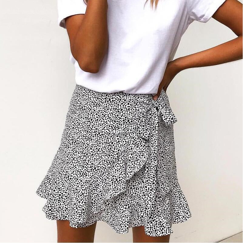 Women's High Waist Slit Irregular Tie Skirt