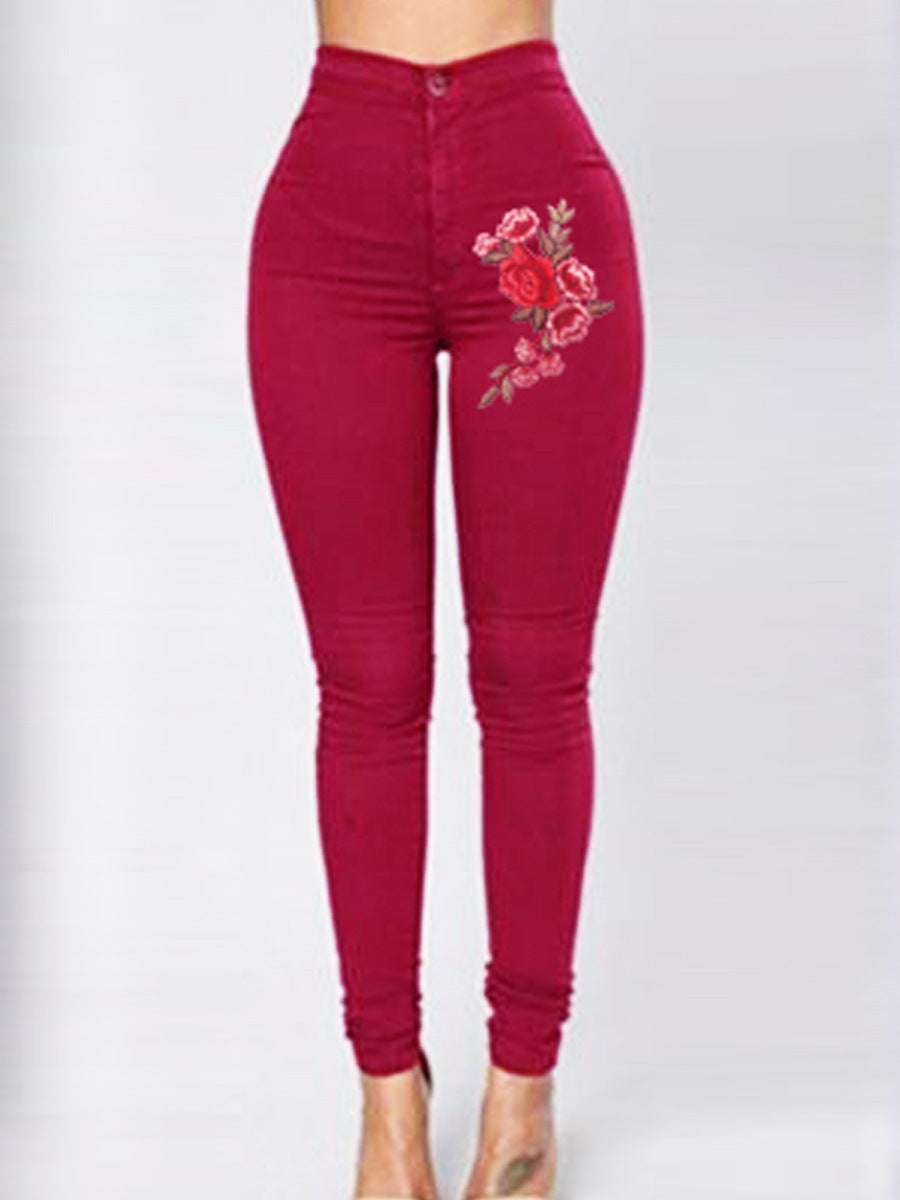 Summer Hot Style Women's Color Embroidered Stretch Jeans Women