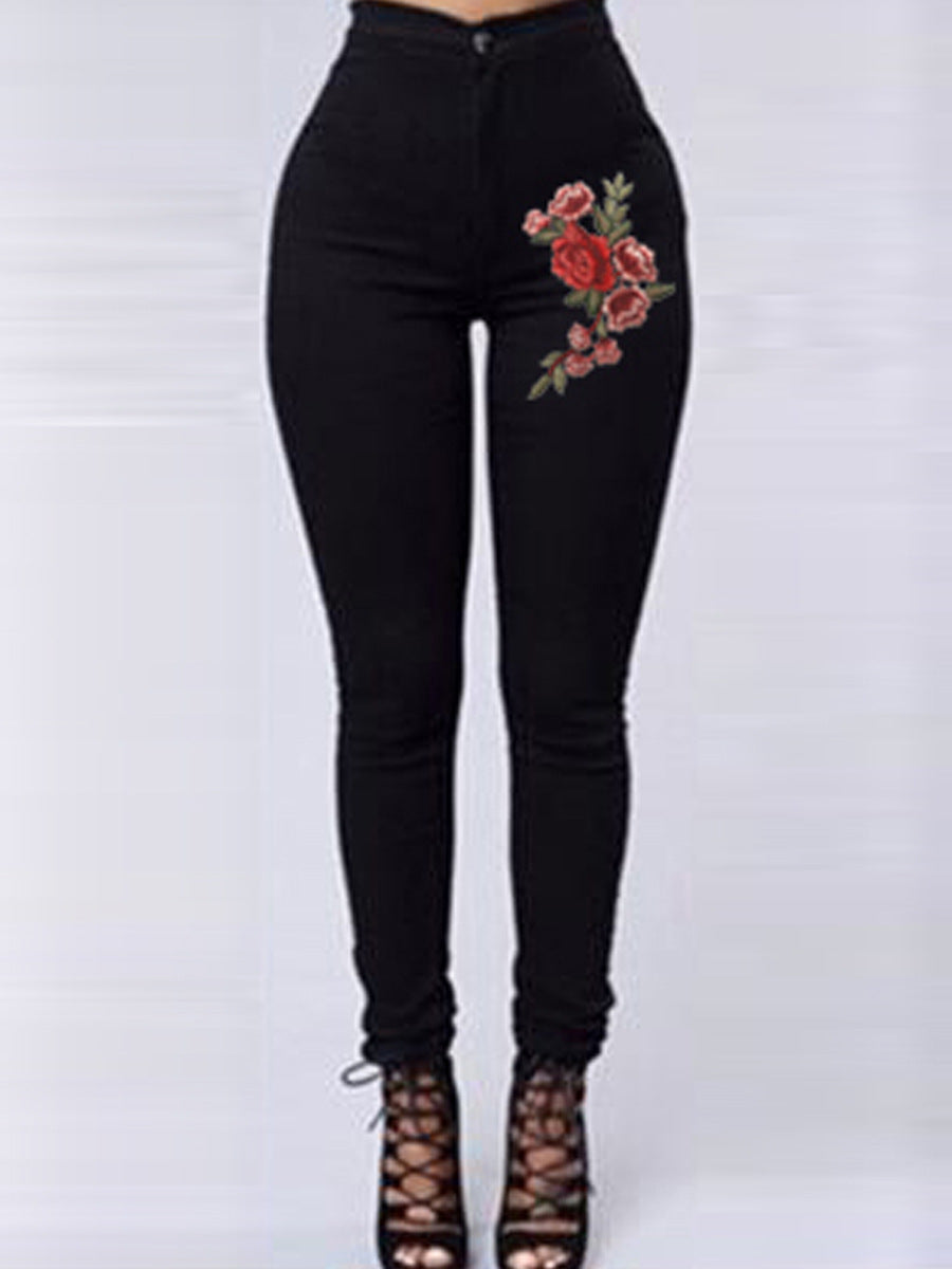 Summer Hot Style Women's Color Embroidered Stretch Jeans Women