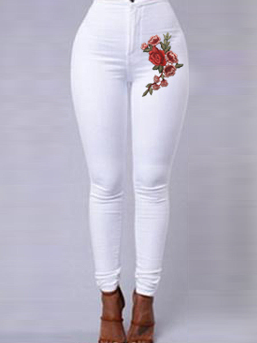 Summer Hot Style Women's Color Embroidered Stretch Jeans Women