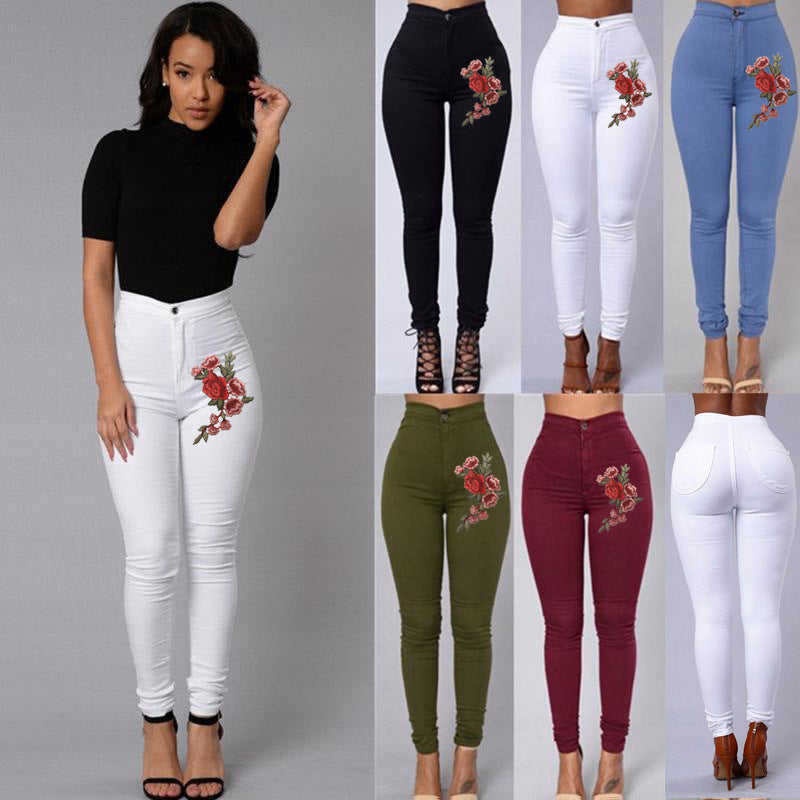 Summer Hot Style Women's Color Embroidered Stretch Jeans Women