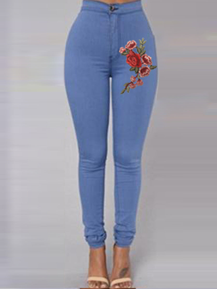 Summer Hot Style Women's Color Embroidered Stretch Jeans Women