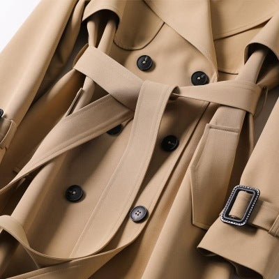 Double-breasted Mid-length Tie Trench Coat