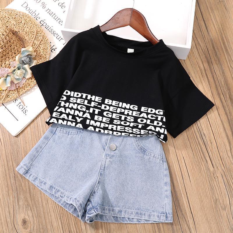 Two-piece Fashionable Jeans Crop Top