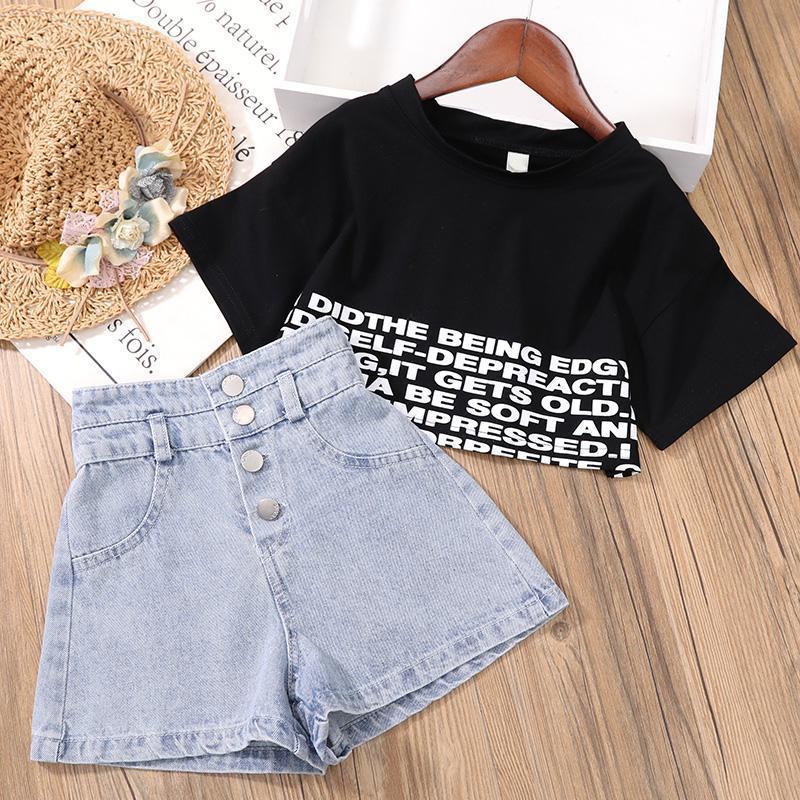 Two-piece Fashionable Jeans Crop Top