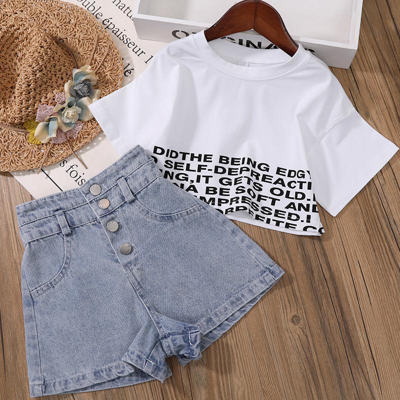 Two-piece Fashionable Jeans Crop Top