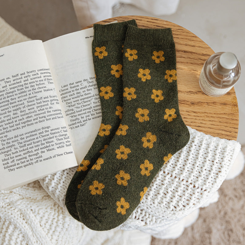 Thickened Warm Long-tube Floral Socks