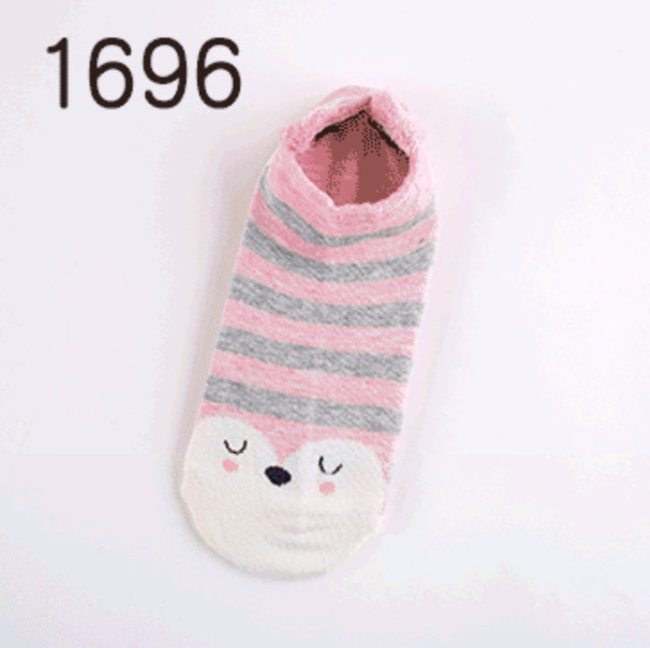 Cute Animals Cotton Short Socks Creative Cartoon Pure Socks Casual Funny Socks Spring Summer Fox Socks