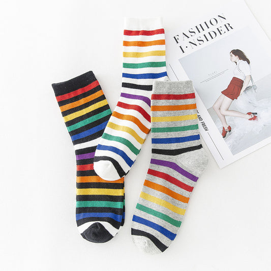 Socks Women's Tube Socks Stripes Sweet Color