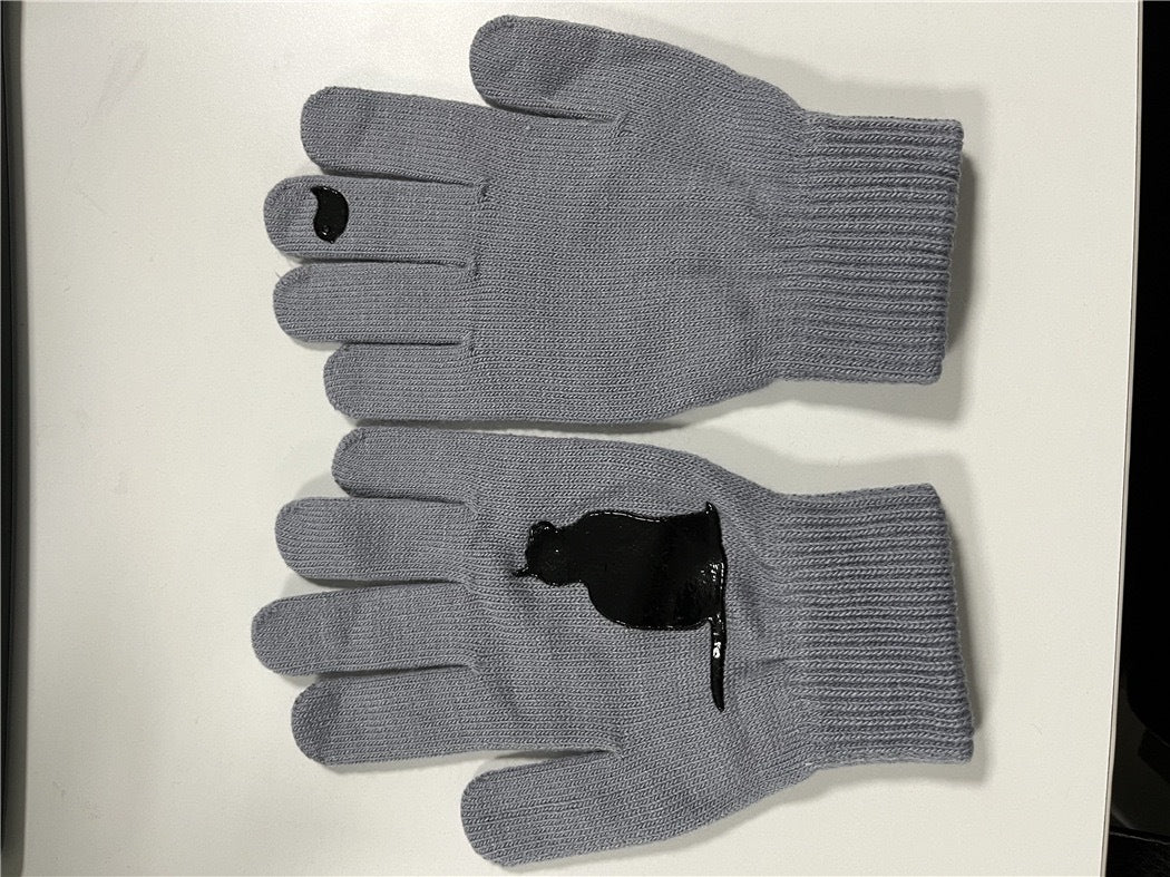 Cat and Bird Print Knitted Gloves