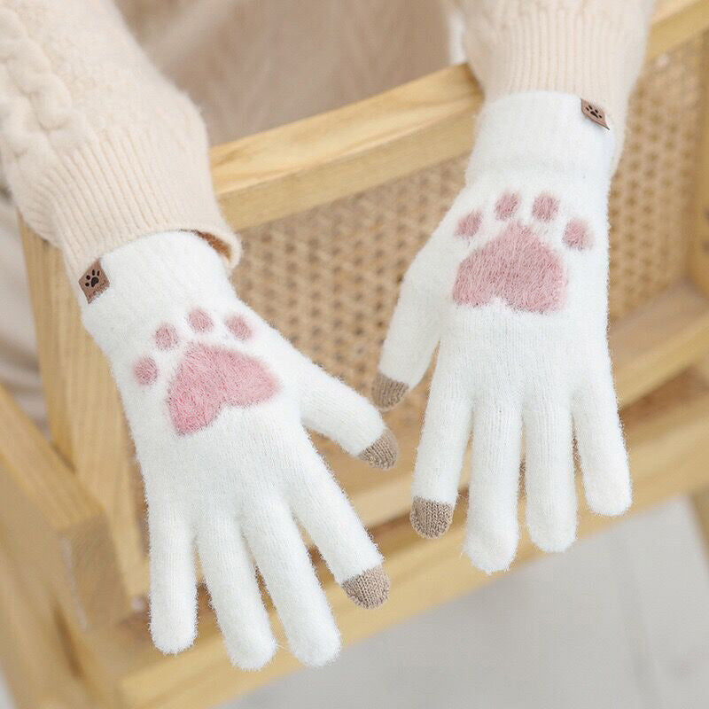 Women's Fashion Warmth Anti-cold Padded Cat Paw Gloves