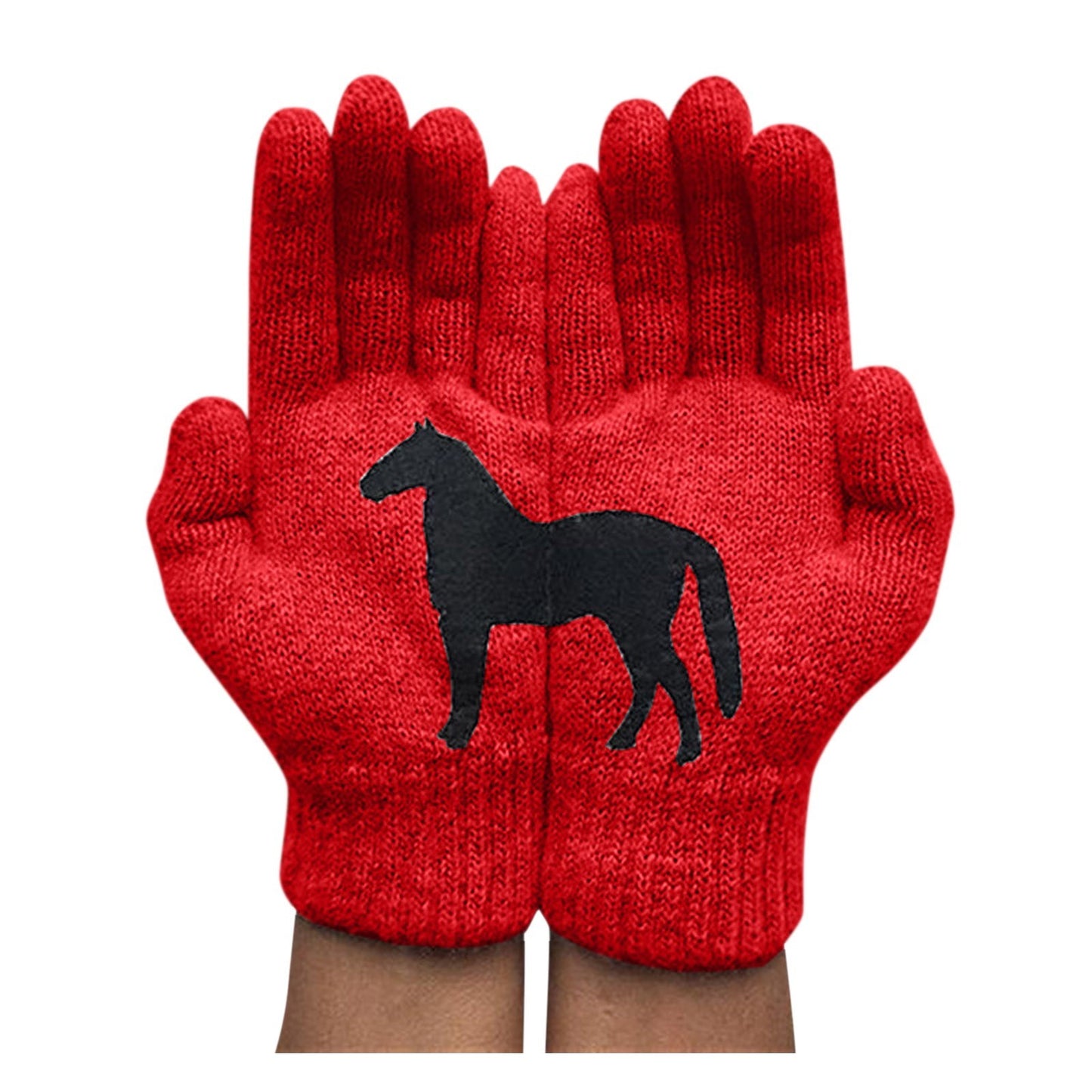 Dark horse print personality fun woolen gloves