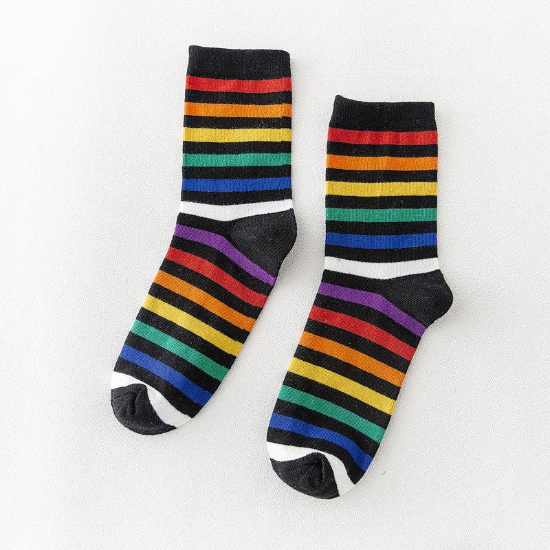 Socks Women's Tube Socks Stripes Sweet Color