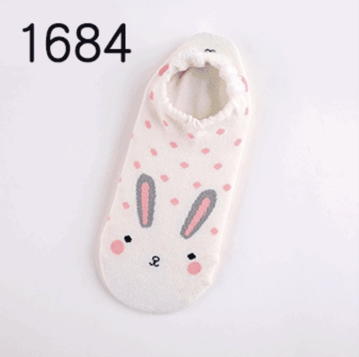 Cute Animals Cotton Short Socks Creative Cartoon Pure Socks Casual Funny Socks Spring Summer Fox Socks