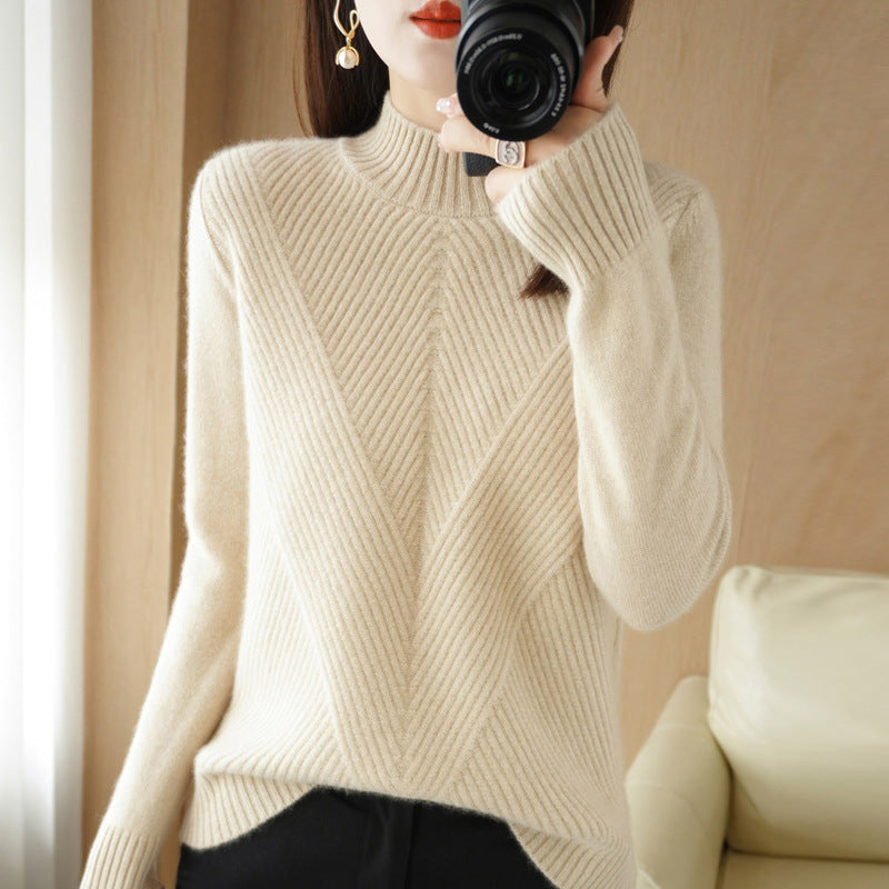 New Autumn And Winter Sweaters Women's Half Turtleneck