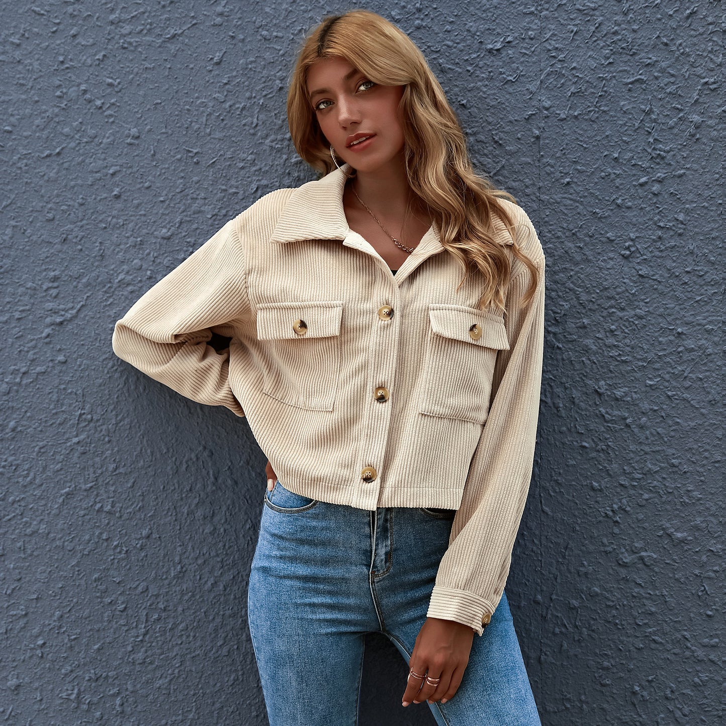 New European And American Fashion Corduroy Shirt Jackets In Stock Women's Clothing