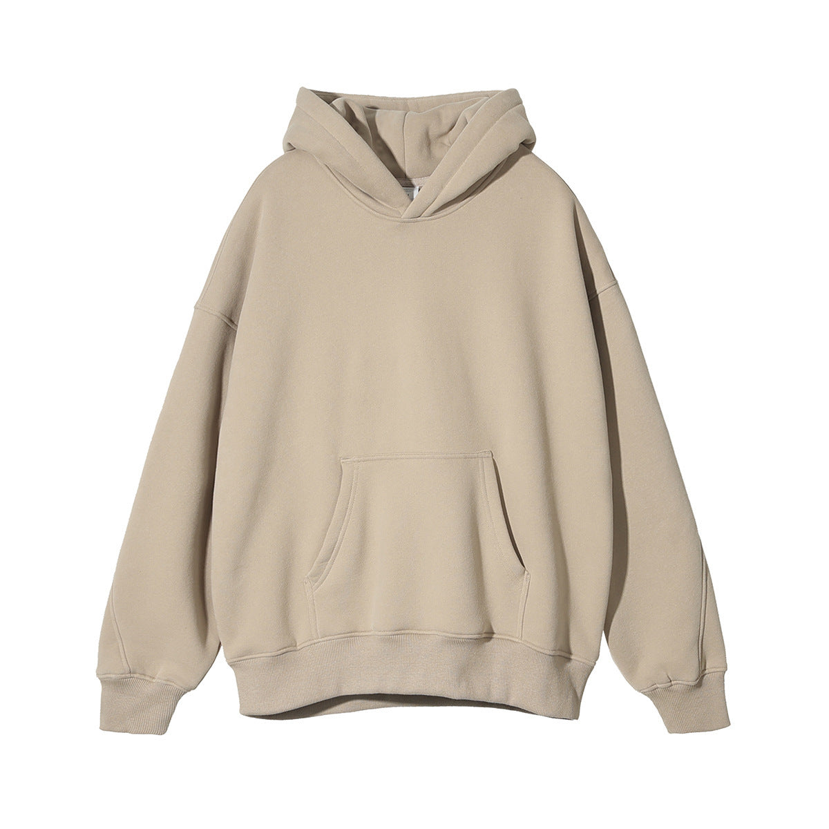 Fleece Hooded Trendy Sweatshirt Retro Solid Color