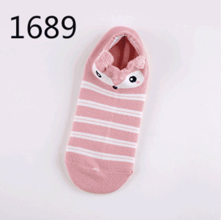 Cute Animals Cotton Short Socks Creative Cartoon Pure Socks Casual Funny Socks Spring Summer Fox Socks