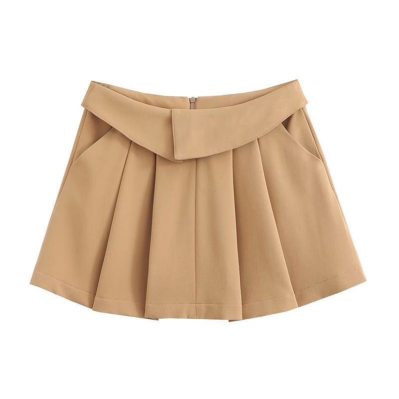 European And American Style College Style High Waist Pleated Skirt