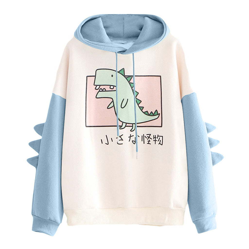 Cute Dinosaur Print Hoodie And Plush Sweatshirt