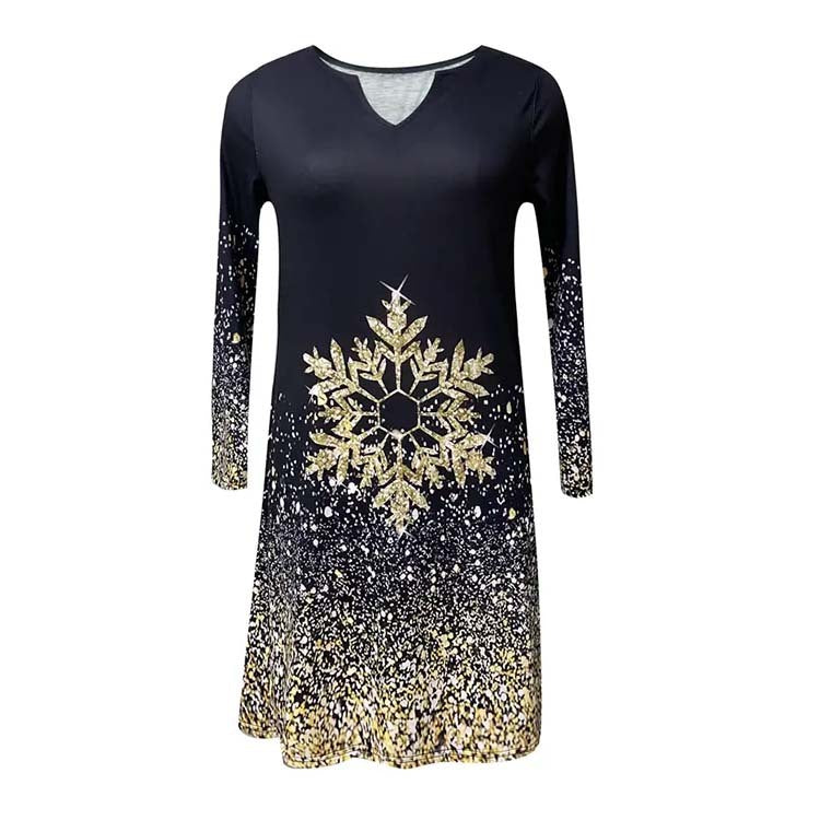 Women's Long Sleeve V-neck Dress