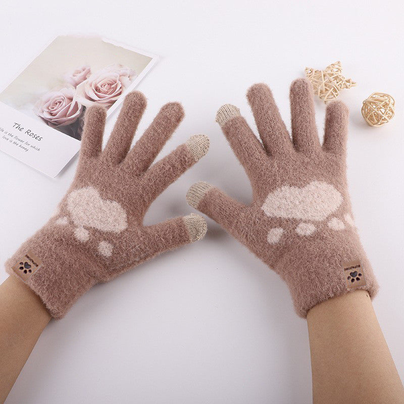 Women's Fashion Warmth Anti-cold Padded Cat Paw Gloves