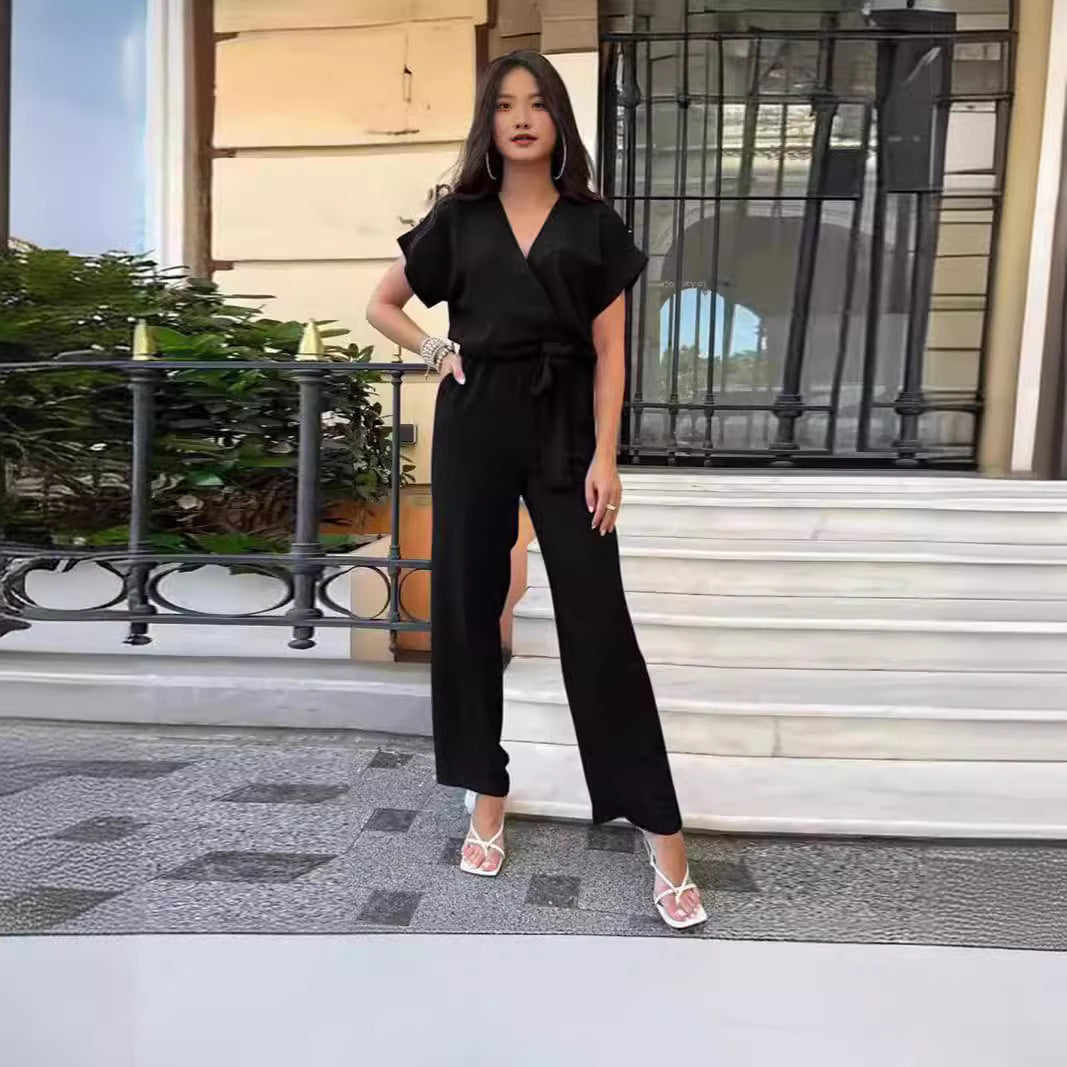 Women's V-neck Pocket Jumpsuit