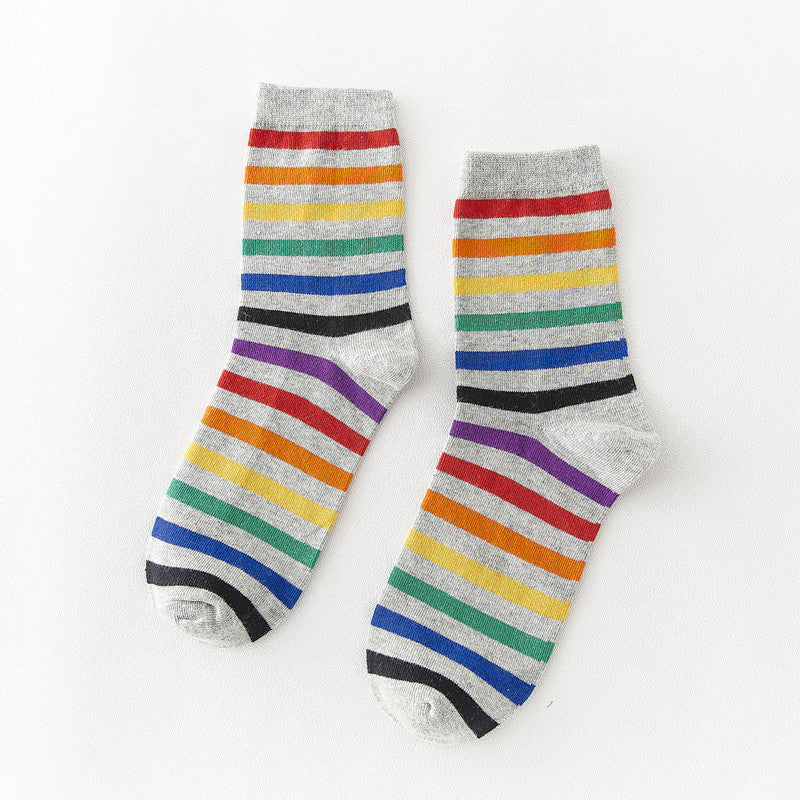 Socks Women's Tube Socks Stripes Sweet Color