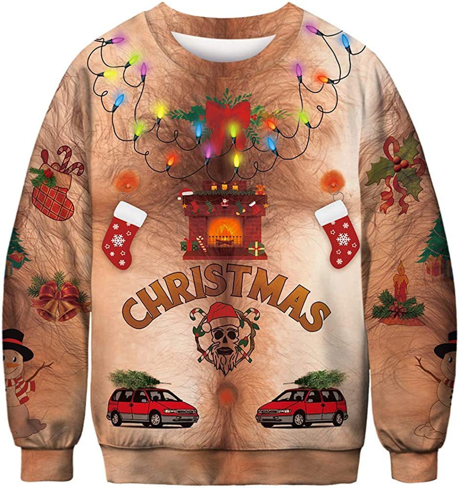 Halloween Digital Printed Round Neck Sweater For Men And Women