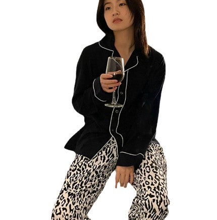 Corrugated Long-sleeved Pajamas Printed Cardigan Pajamas