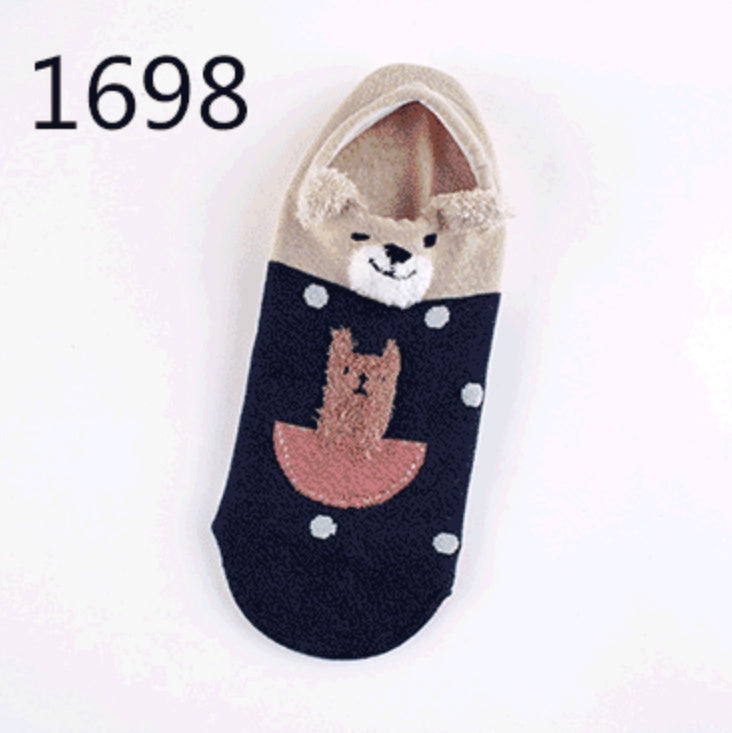 Cute Animals Cotton Short Socks Creative Cartoon Pure Socks Casual Funny Socks Spring Summer Fox Socks