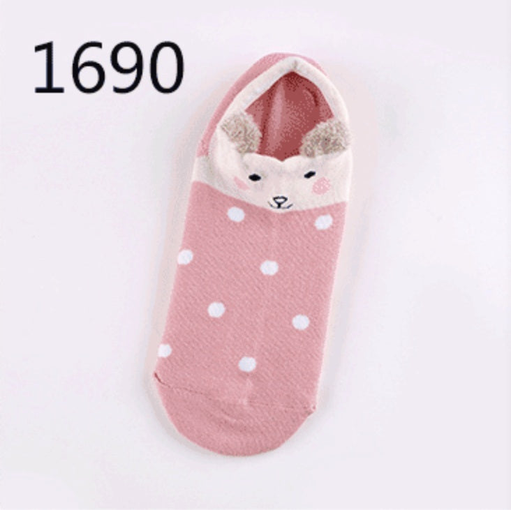 Cute Animals Cotton Short Socks Creative Cartoon Pure Socks Casual Funny Socks Spring Summer Fox Socks