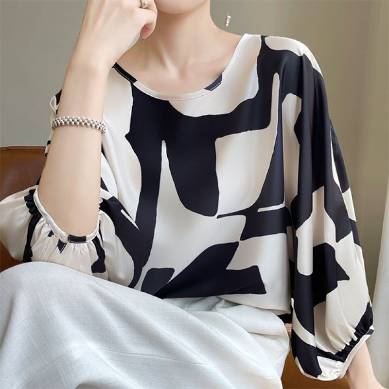 Loose Slimming High-end Shirt Printed Korean Style Outerwear