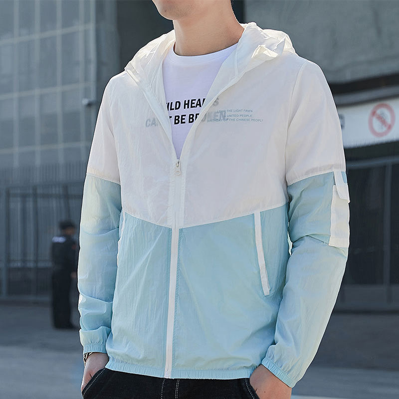 Skin Clothing Thin Stitching Breathable Men's Hooded Sun Protection Suit