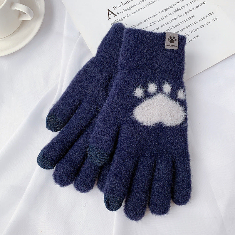 Women's Fashion Warmth Anti-cold Padded Cat Paw Gloves