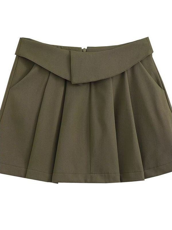 European And American Style College Style High Waist Pleated Skirt