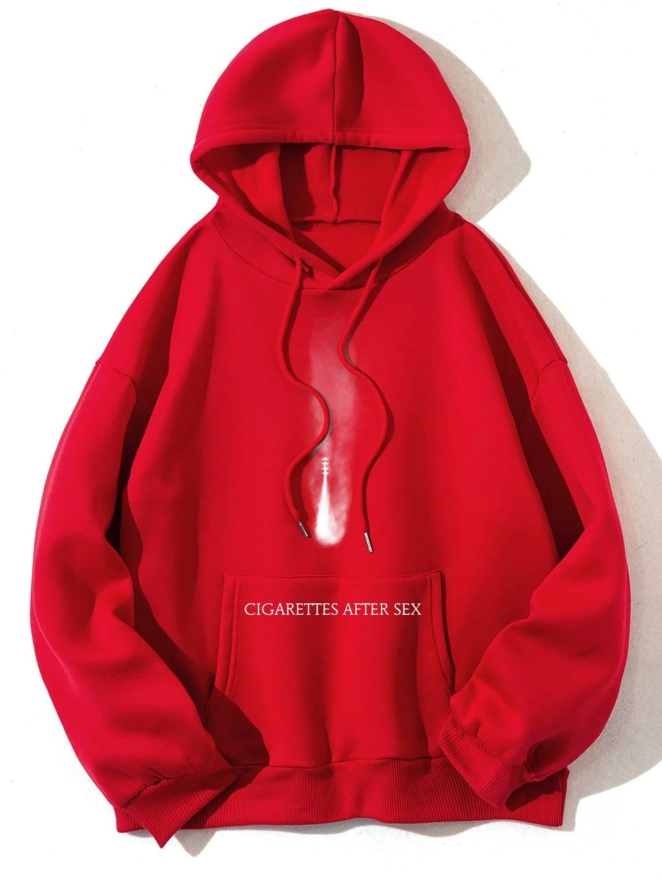 Women's Fleece-lined Letter Print Kangaroo Pocket Drawstring Printed Hoodie