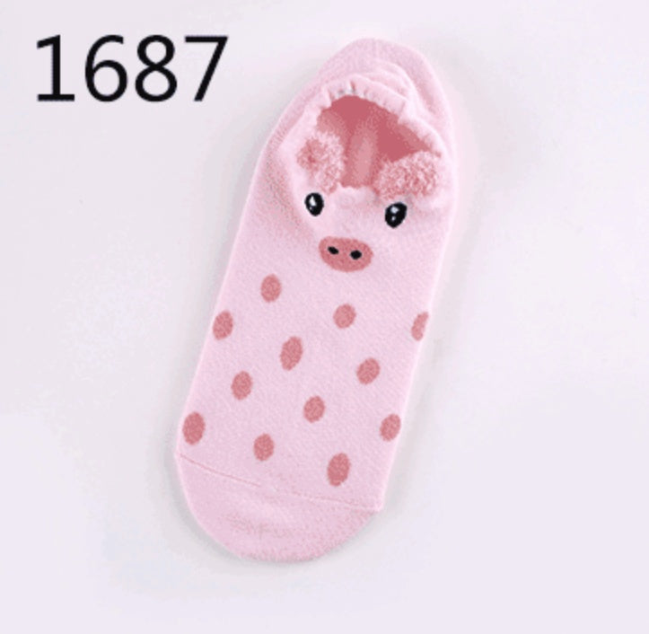 Cute Animals Cotton Short Socks Creative Cartoon Pure Socks Casual Funny Socks Spring Summer Fox Socks