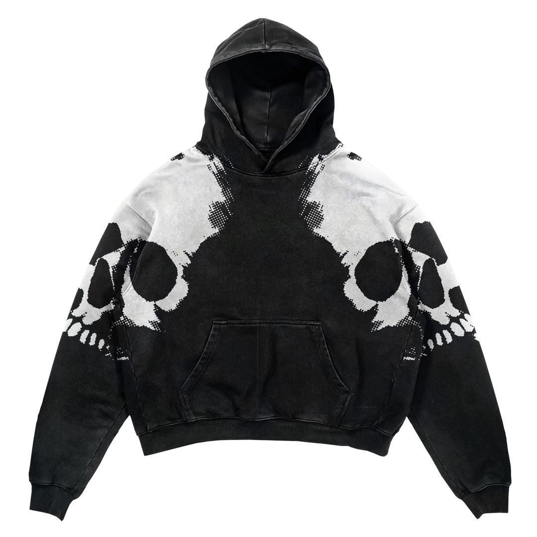 Gothic Patchwork Print High Street Loose Pullover Hoodie Sweatshirt