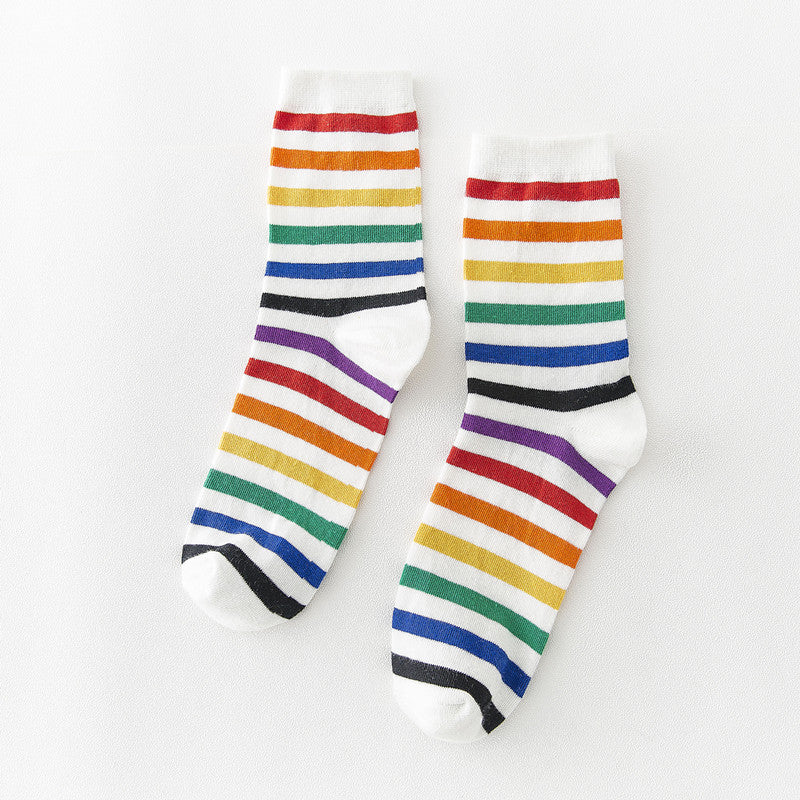 Socks Women's Tube Socks Stripes Sweet Color